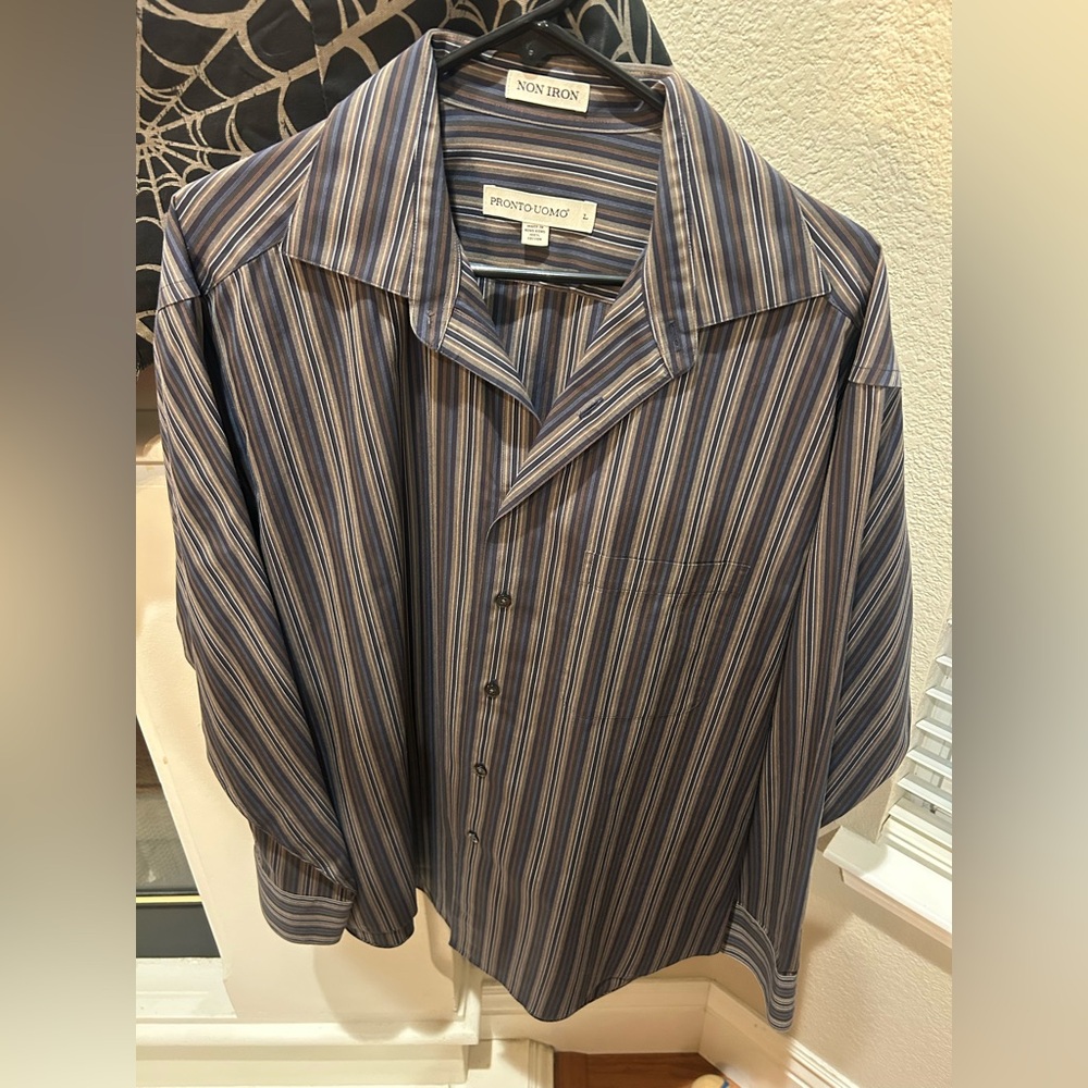 Pronto Uomo Men's Multicolor Striped Button Down Shirt